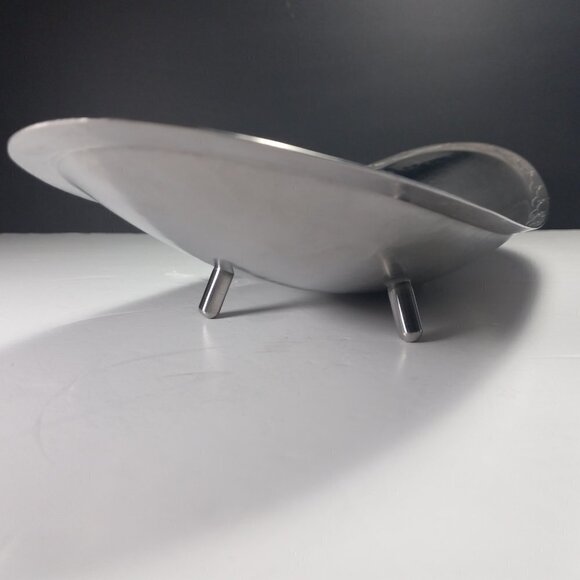 Borrowdale Stainless Steel MCM Style Tray Hand Hammered 14" Length Vintage - Picture 14 of 15